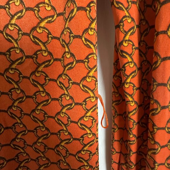 Michael Kors Fitted Orange Chainlink Print Shirt Dress XXS - Picture 3 of 10